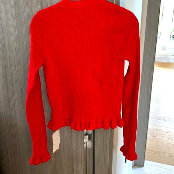 Commense Red Ribbed Button-Up Cardigan - Picture 3 of 10